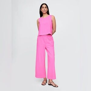 59. GAP • NWT $108 Gauzy Cotton Bright Pink Wide Leg Pants W21”-24” R13” I26”
